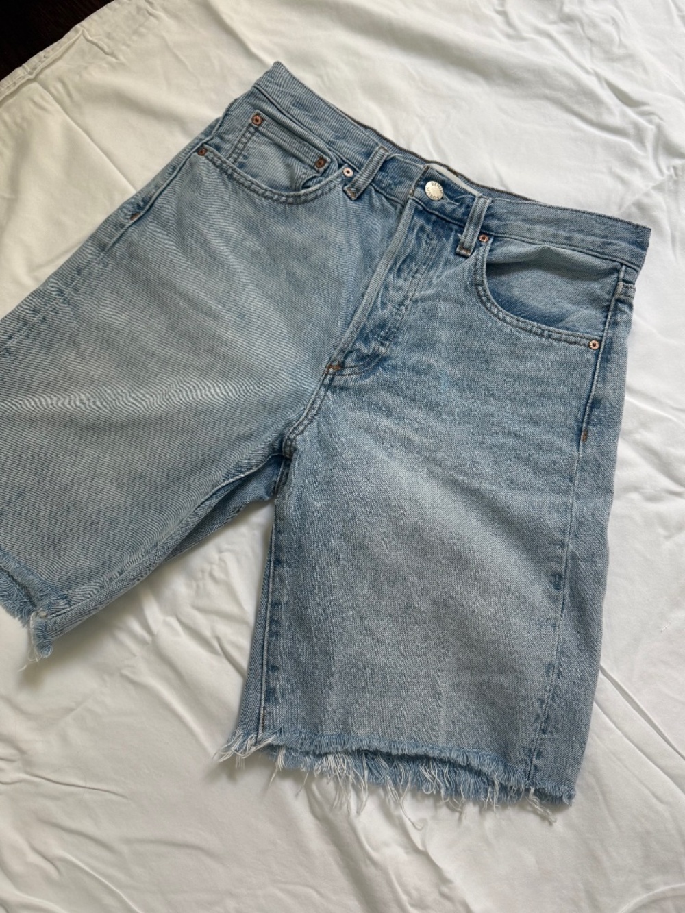 Denim Forum Light Blue Cutoff Jean Shorts